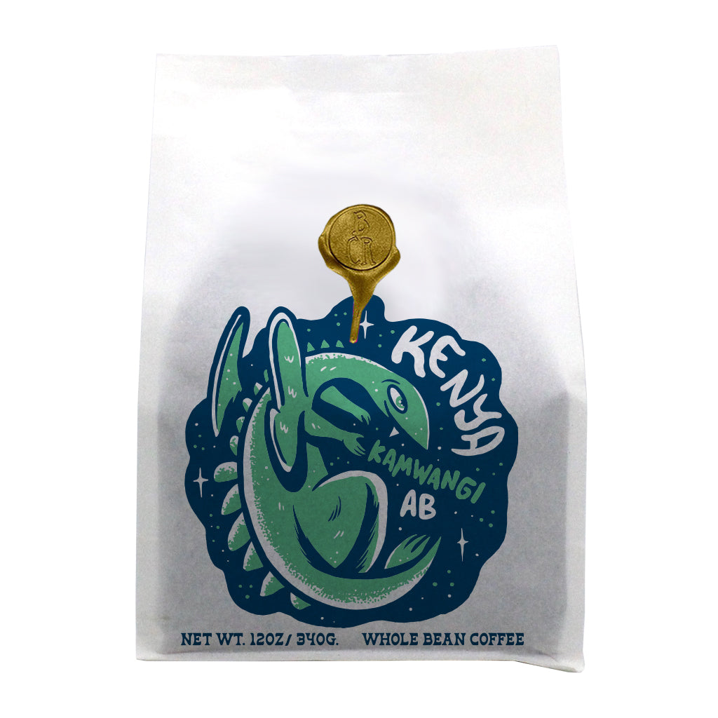 A white bag of coffee beans from Rosso Coffee Roasters